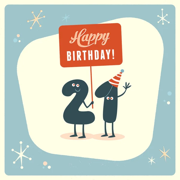 Забавная открытка на 21 день рождения — стоковый вектор