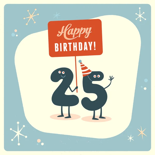 Divertida tarjeta de cumpleaños 25 — Vector de stock