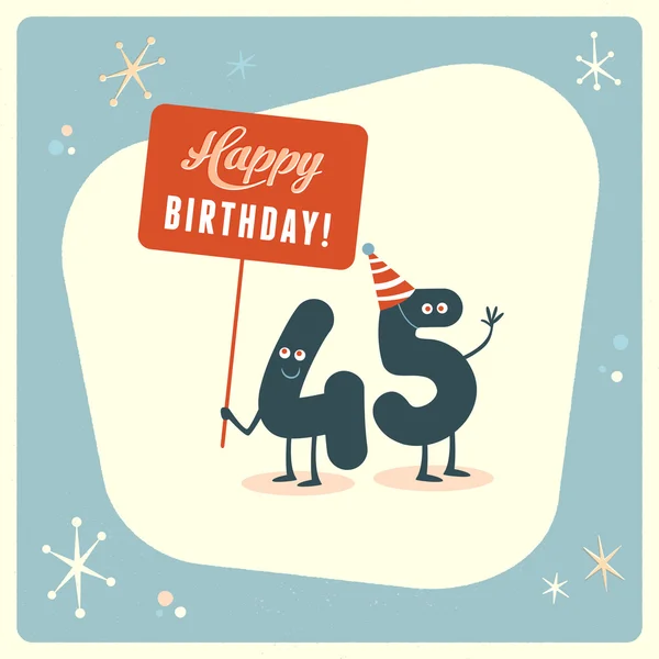 Divertente 45esimo compleanno Card — Vettoriale Stock