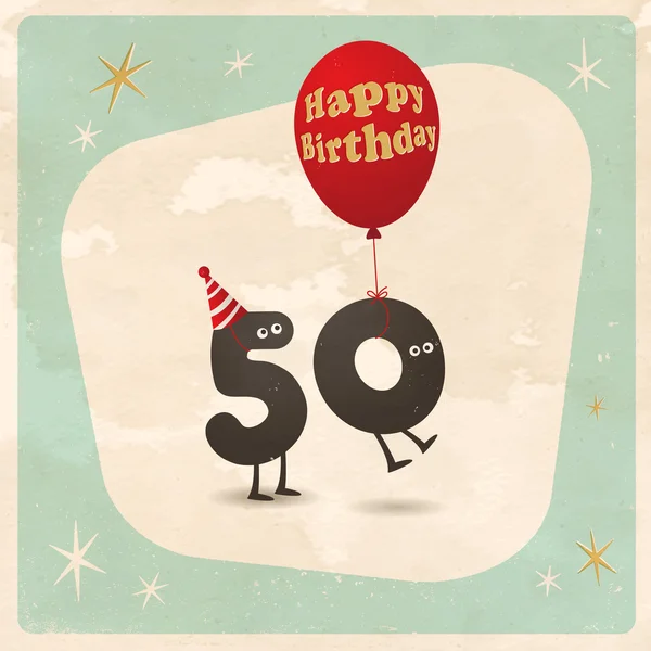 Funny tarjeta de cumpleaños 50 — Vector de stock