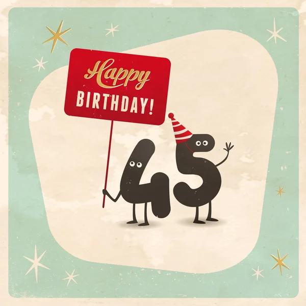 面白い 45 歳の誕生日カード — ストックベクタ