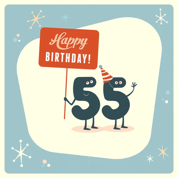 Funny 55th tarjeta de cumpleaños — Vector de stock