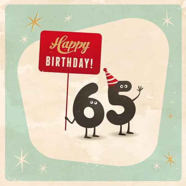 Funny 65th tarjeta de cumpleaños — Vector de stock