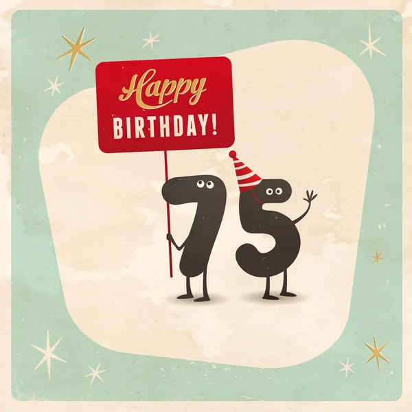 Engraçado 75th aniversário Card — Vetor de Stock