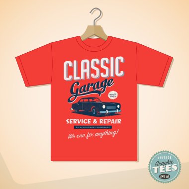 Tasarım Grafik T-shirt-klasik garaj için