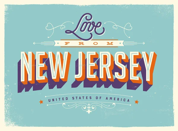 Tebrik kartı - New Jersey'li aşk — Stok Vektör