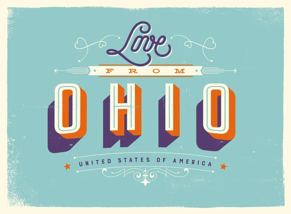 Kartkę z życzeniami z - miłość z Ohio — Wektor stockowy