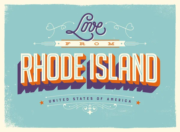 Tarjeta de felicitación - Amor desde Rhode Island — Vector de stock