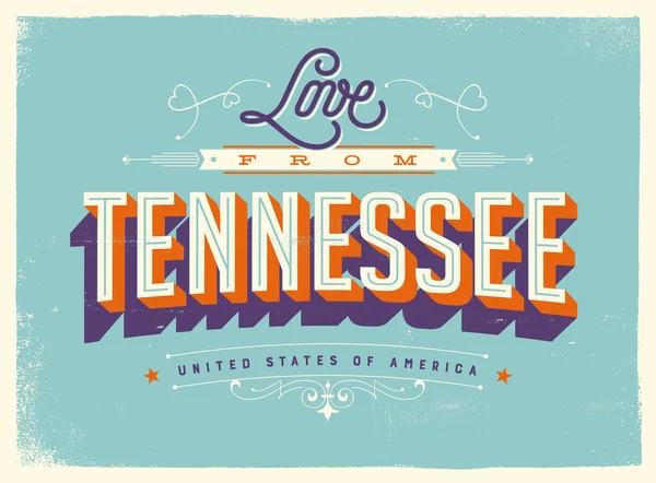 Tarjeta de felicitación - Amor desde Tennessee — Vector de stock