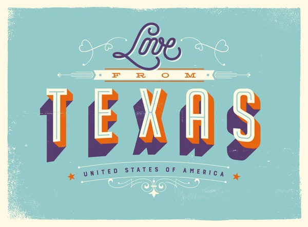 Gratulationskort - kärlek från Texas — Stock vektor