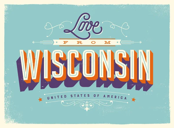 Kartkę z życzeniami - miłość z Wisconsin — Wektor stockowy