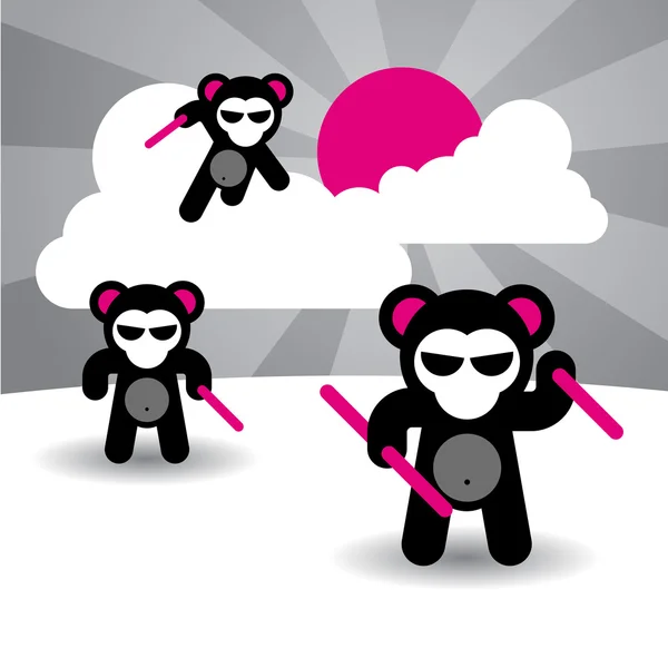 Ninja osos / monos — Vector de stock