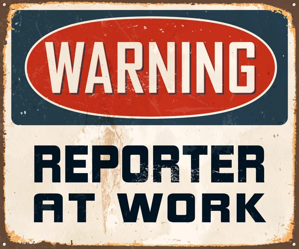 Varning Reporter på jobbet — Stock vektor