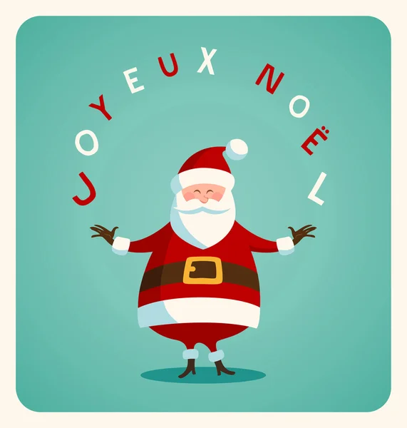 Carte de Noël avec Père Noël en français — Image vectorielle