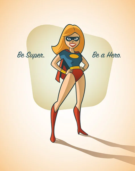 Super Mulher Vectora. Estilo vintage . — Vetor de Stock