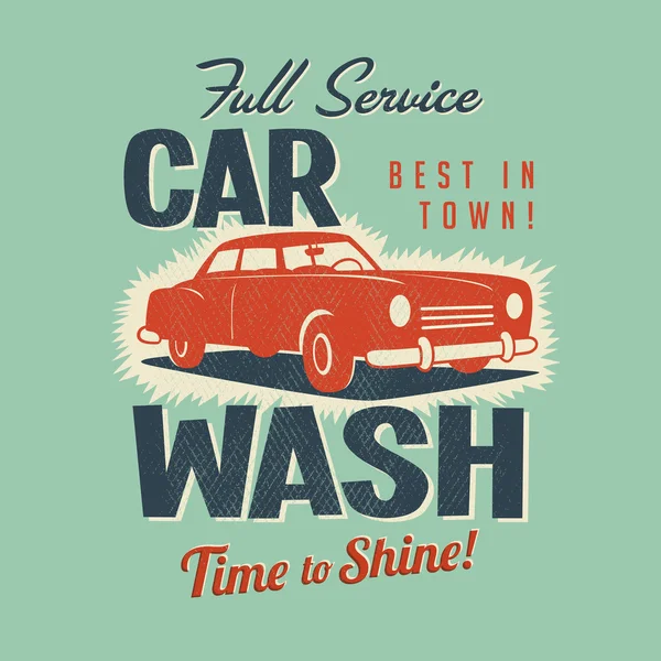 Retro car wash teken — Stockvector