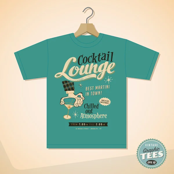 Grafica T-shirt design - Cocktail Lounge — Vettoriale Stock