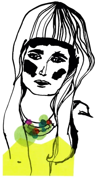 bir kız bir kolye ile portresi