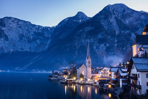 Vista clásica de Hallstatt Village, Austria — Foto de Stock