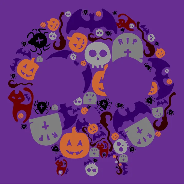 Halloween mano dibujo conjunto de elementos. A todo color — Archivo Imágenes Vectoriales