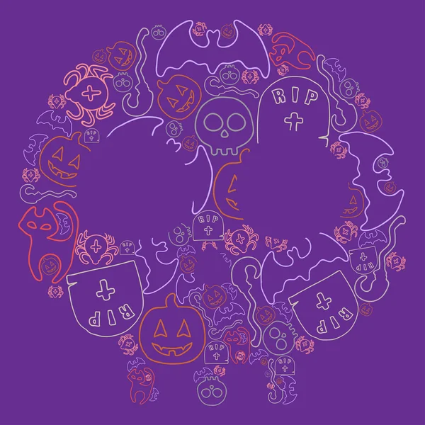 Halloween mano dibujo conjunto de elementos — Archivo Imágenes Vectoriales