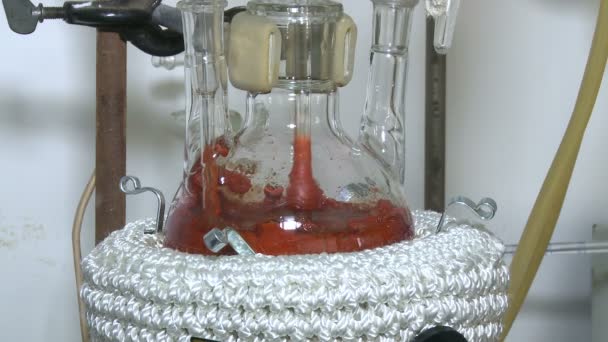 Химический эксперимент в лаборатории — стоковое видео