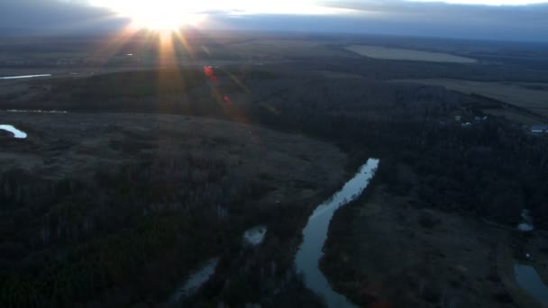 Luchtfoto van de landschap. — Stockvideo