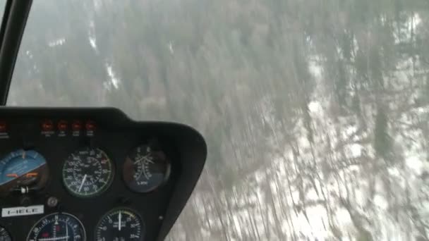 Vista desde la cabina del helicóptero volando — Vídeos de Stock