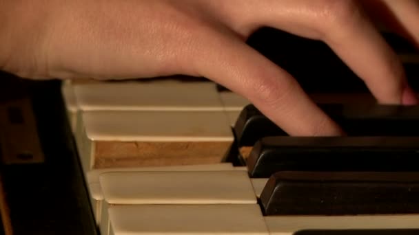 Γκρο πλαν μουσικών χέρια παίζοντας πιάνο — Αρχείο Βίντεο