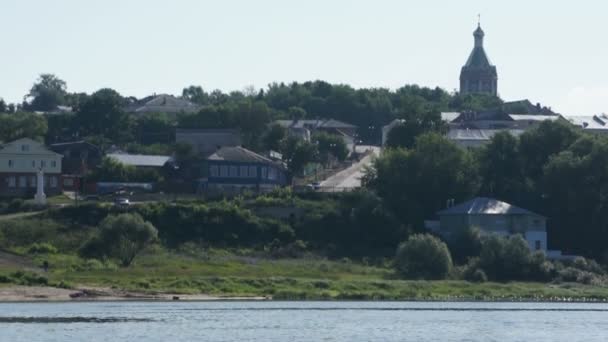 Liten rysk stad på morgonen vacker utsikt — Stockvideo