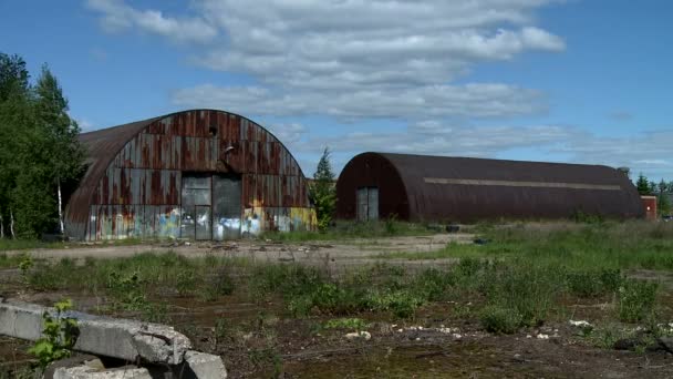 Two abandoned hangars — Stock Video