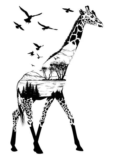 您设计的矢量手绘制的长颈鹿 — 图库矢量图片