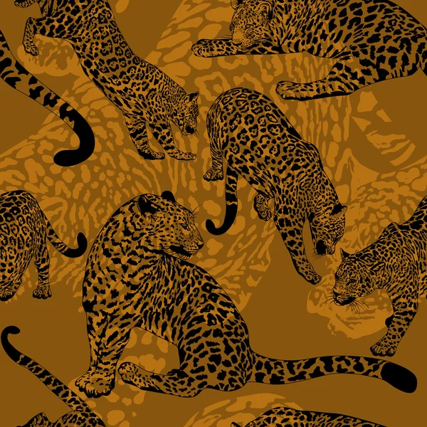 Vahşi leopar ile Seamless Modeli — Stok Vektör