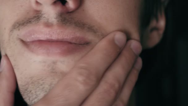 Close-up of a young man with bristles — Stock Video