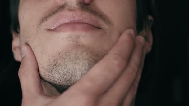 Close-up of a young man with bristles — Stock Video