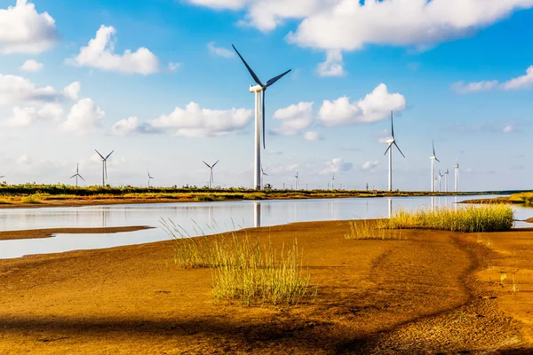 Wind generators turbines in the sea — Stock Photo, Image