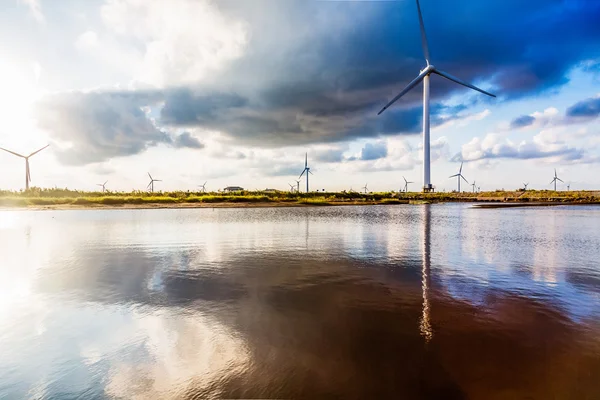 Wind generators turbines in the sea — Stock Photo, Image