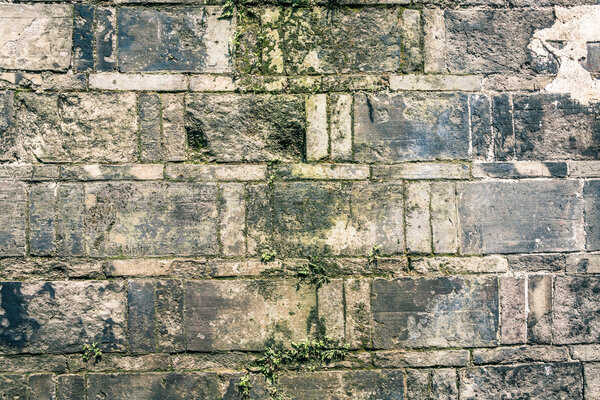 old dirty interior with brick wall, vintage background