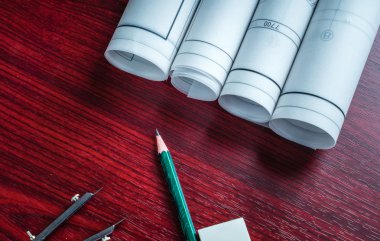 Mimari planlar, planlar ve çalışma tablosu üzerine çizim araçları