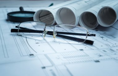 Mimari planlar, planlar ve çalışma tablosu üzerine çizim araçları