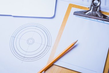 İnşaat çizimleri Kaliper Masuralı rulmanlar blueprint mimari ve yapı kavramı üzerinde slayt.