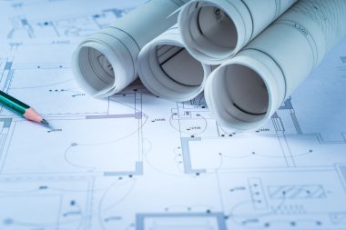 Mimari planlar, planlar ve çalışma tablosu üzerine çizim araçları