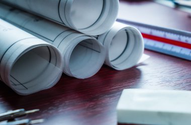 Mimari planlar, planlar ve çalışma tablosu üzerine çizim araçları