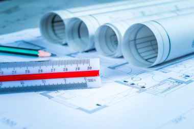 Mimari planlar, planlar ve çalışma tablosu üzerine çizim araçları