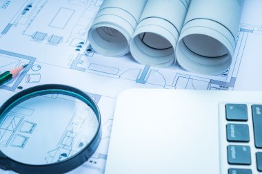 Mimari planlar, planlar ve çalışma tablosu üzerine çizim araçları