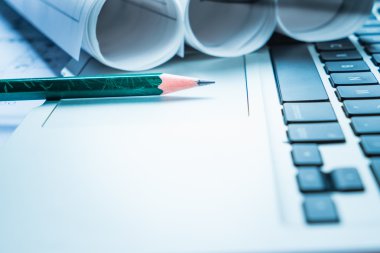 Mimari planlar, planlar ve çalışma tablosu üzerine çizim araçları