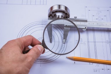 tools and mechanisms detail on the background of technical drawings clipart