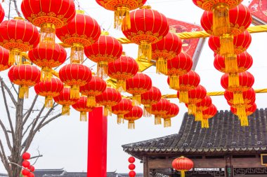Festival Çin kırmızı fener süslemeleri