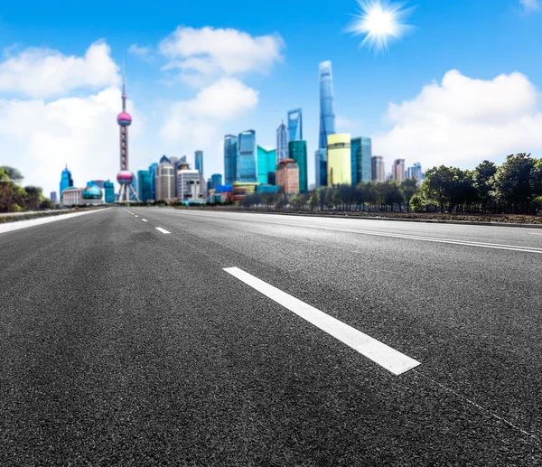 Bokeh blurred blurry background urban city business district buildings downtown skyscraper street — Stock Photo, Image