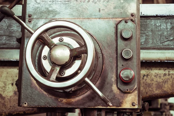 The handle on the lathe, close-up — Stock Photo, Image